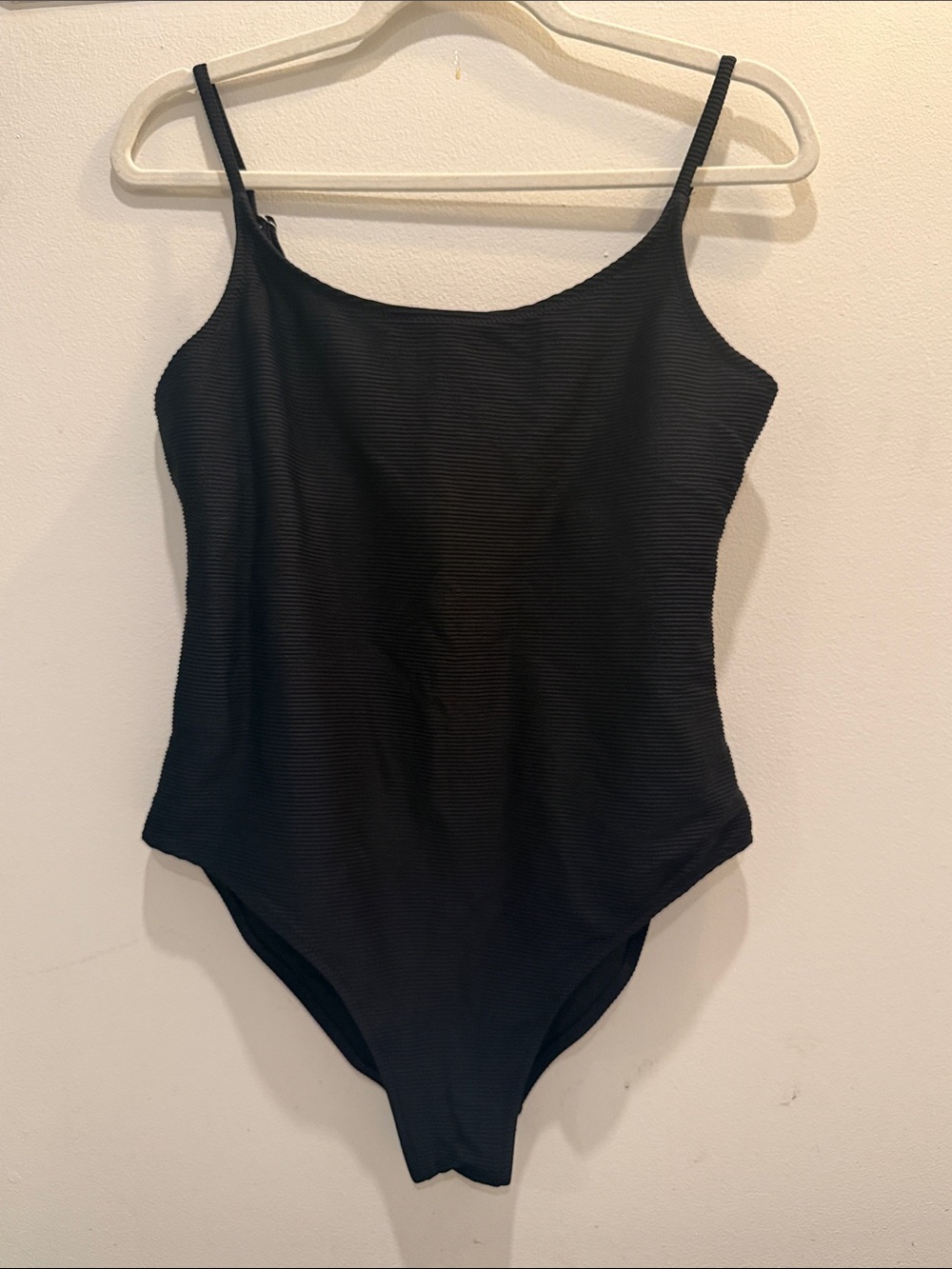 Black Ribbed Girls' One-Piece Swimsuit - Classic Style